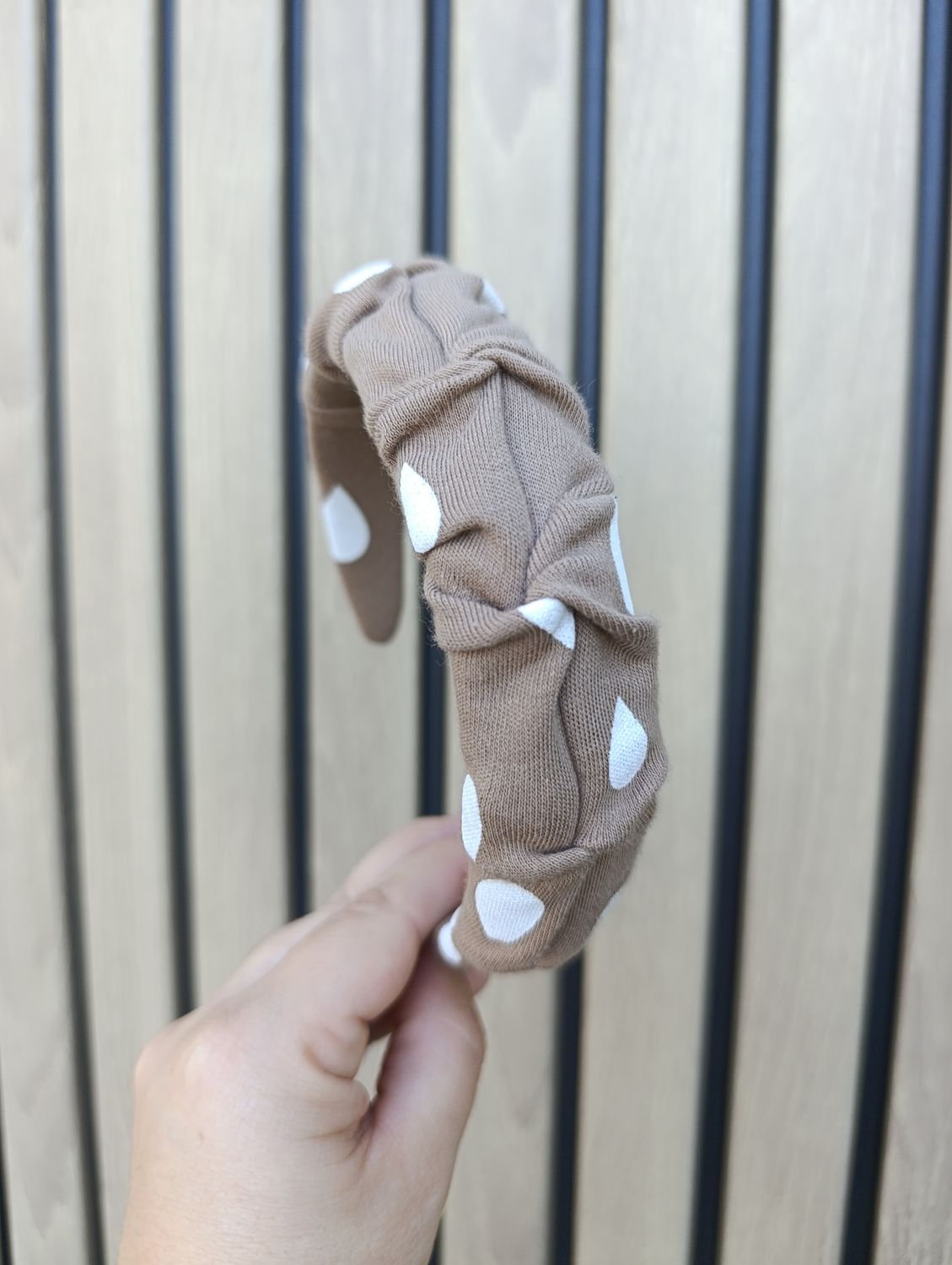 Opaska marszczona wąska SARENKA beżowa