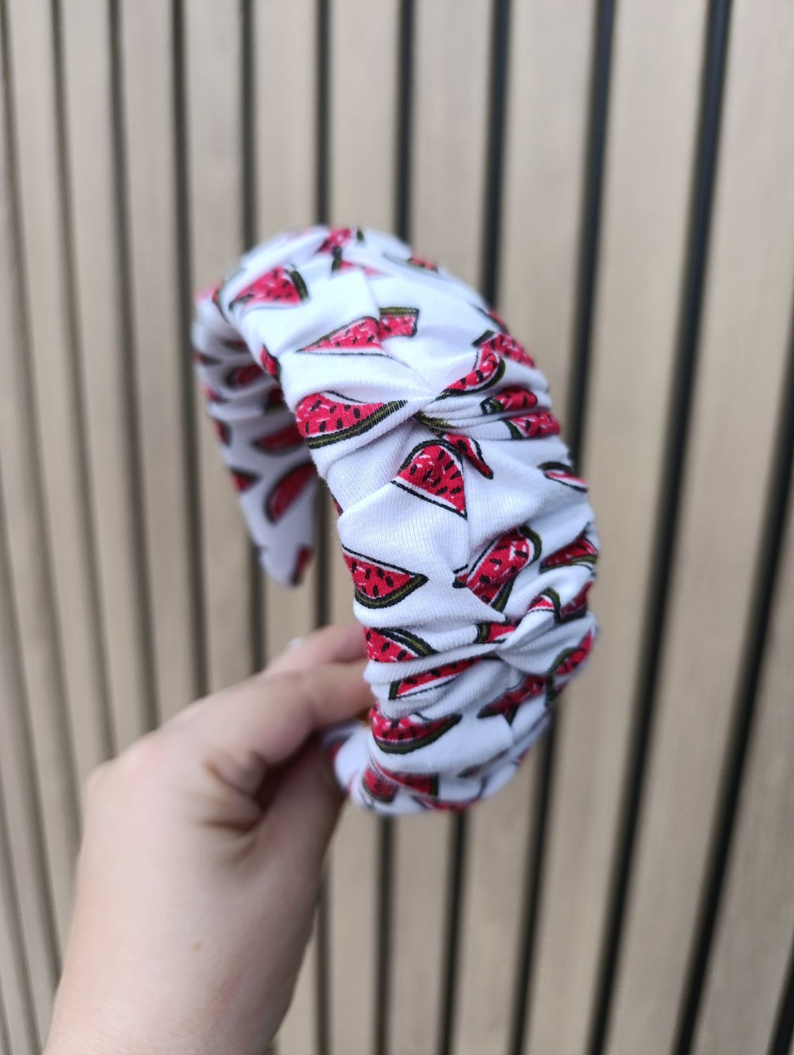 Opaska marszczona szeroka ARBUZ biała