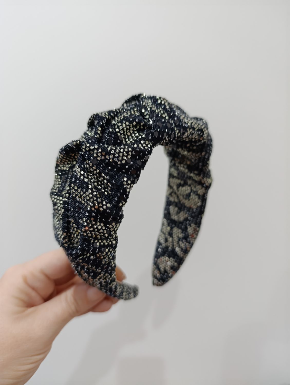 Opaska marszczona szeroka blink złoto czarna