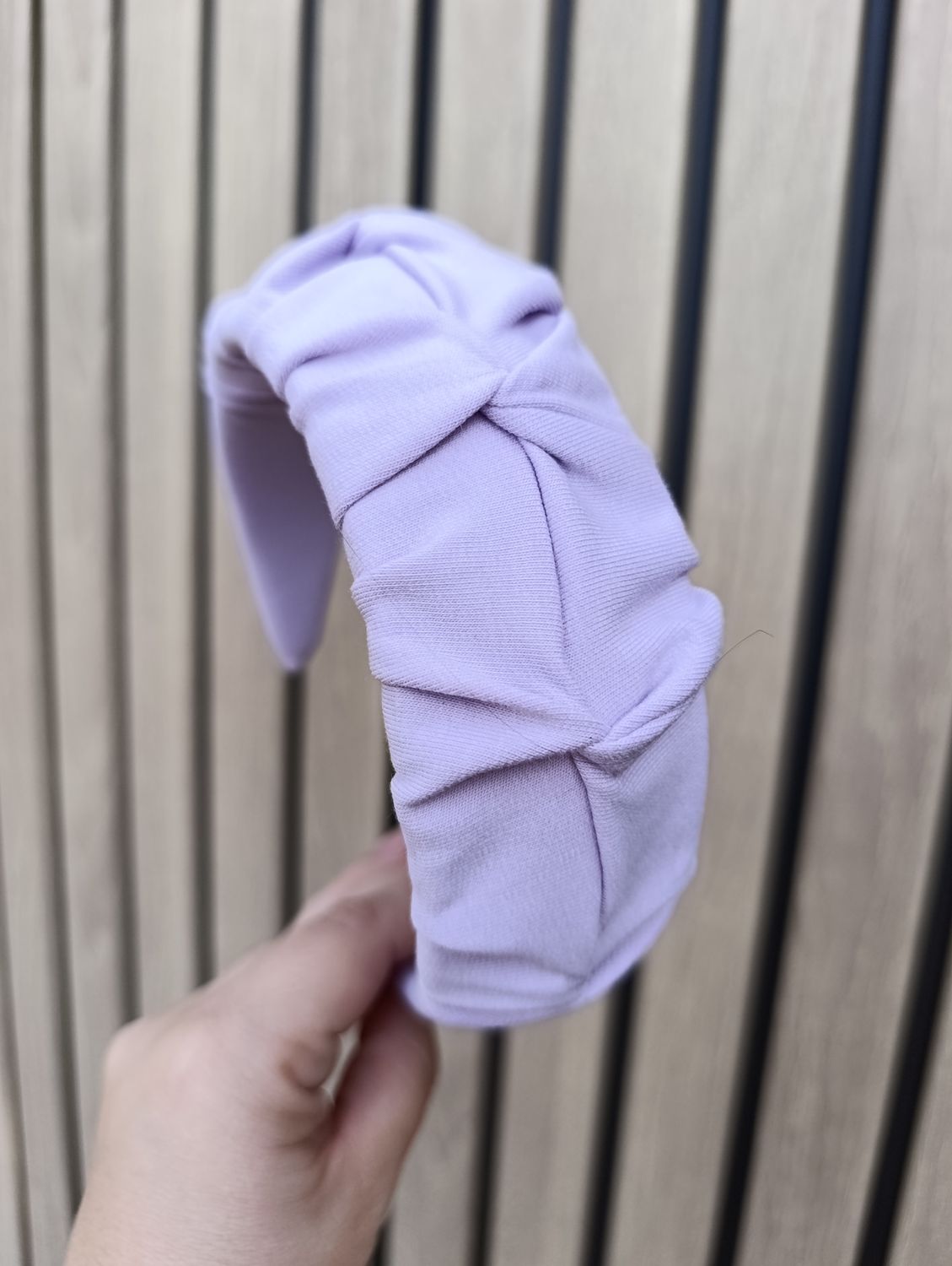 Opaska marszczona szeroka dresowa liliowa jasna