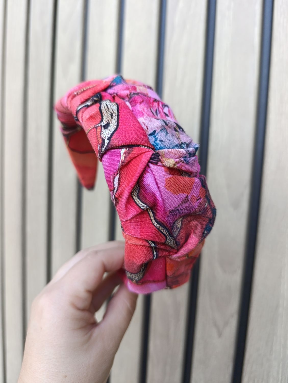 Opaska marszczona szeroka dresowa róż mix