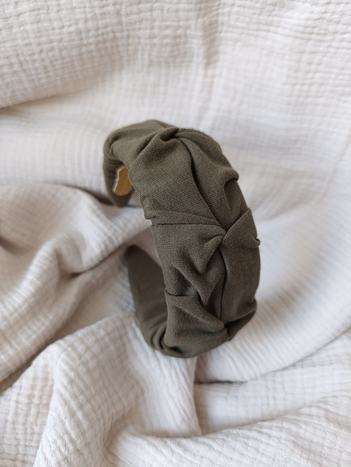 Opaska marszczona szeroka dresowa khaki