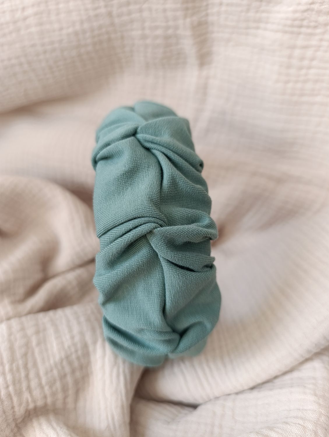 Opaska marszczona szeroka dresowa szałwia