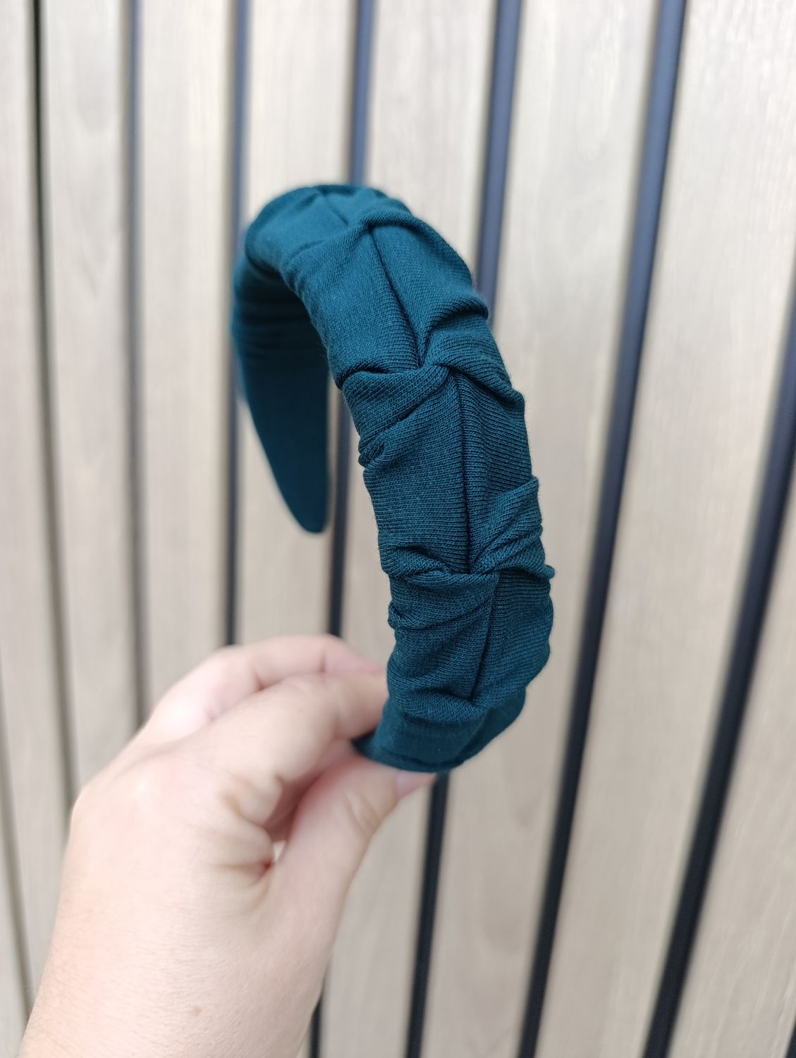 Opaska marszczona szeroka dresowa butelkowa zielona