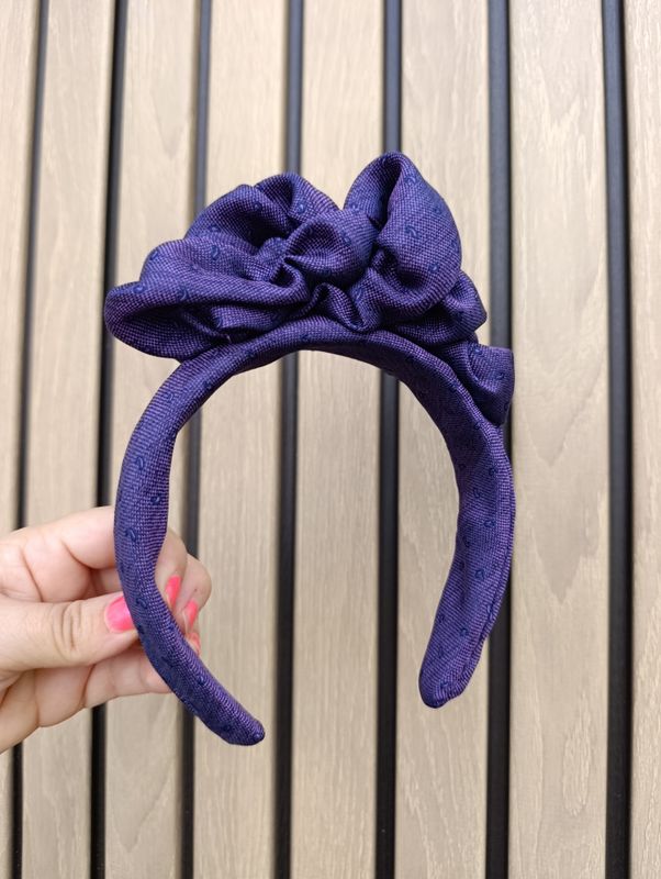 Fioletowa opaska korona fascynator wianek jedwabna silk