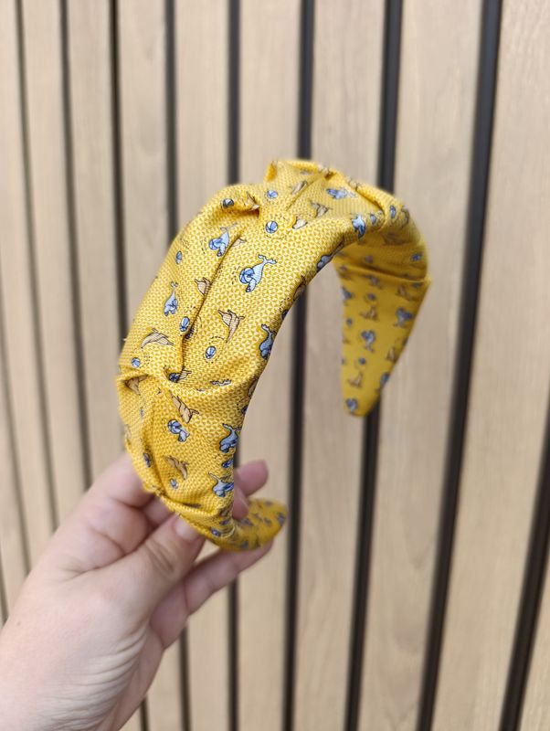 Żółta marszczona opaska korona jedwabna silk foka