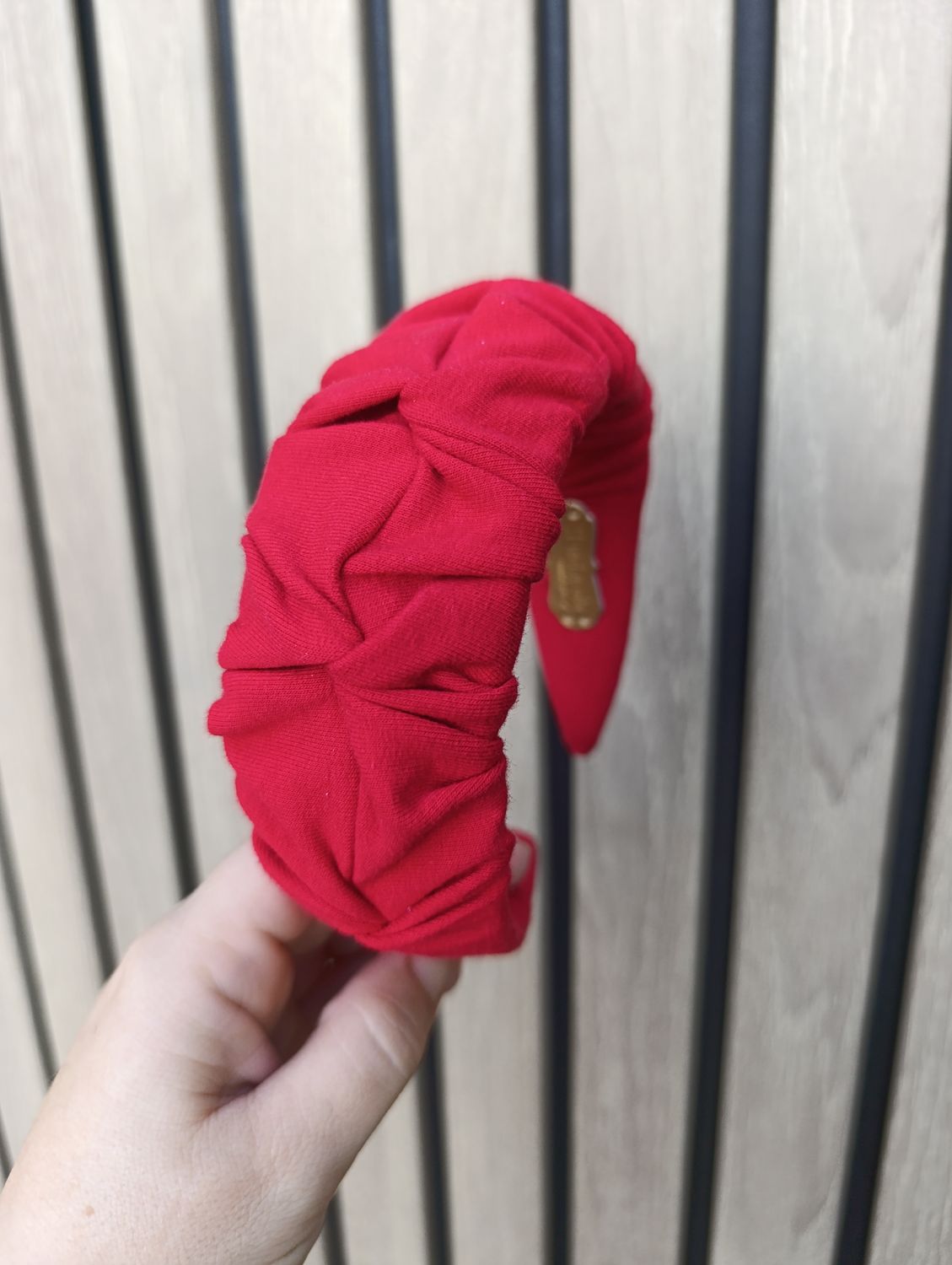 Opaska marszczona szeroka dresowa czerwona