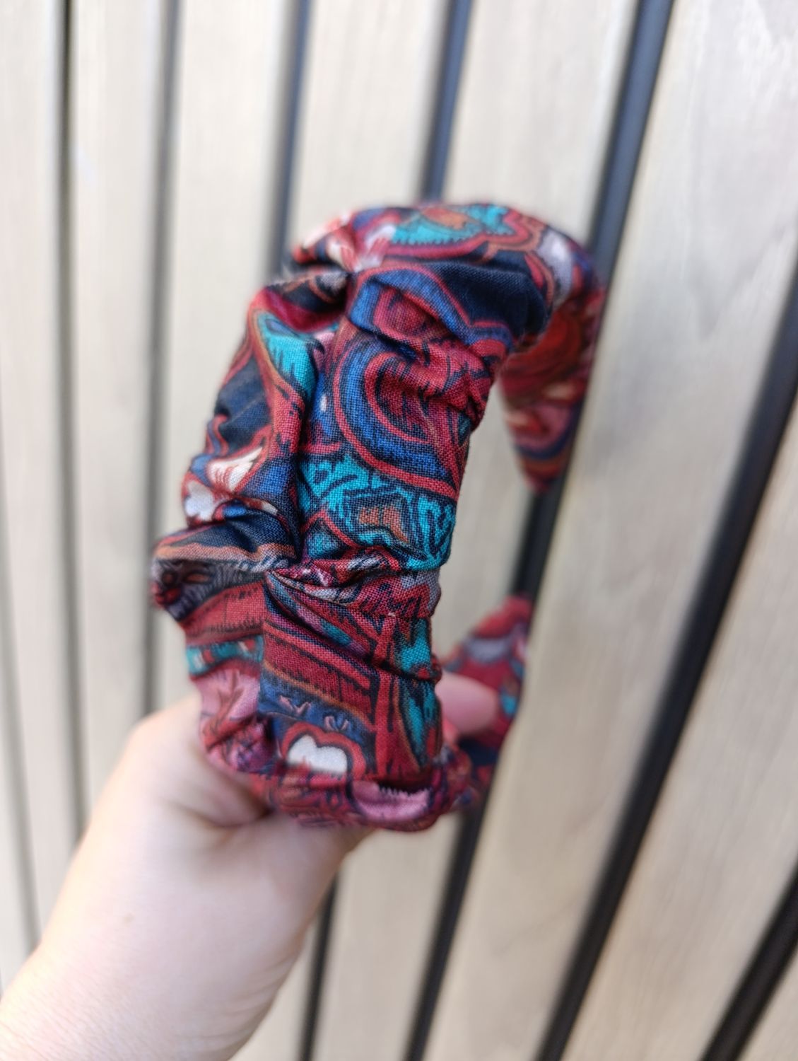 Opaska marszczona szeroka boho burgund