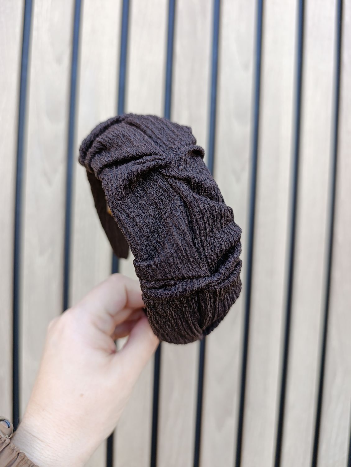 Opaska marszczona szeroka brązowa ala kora