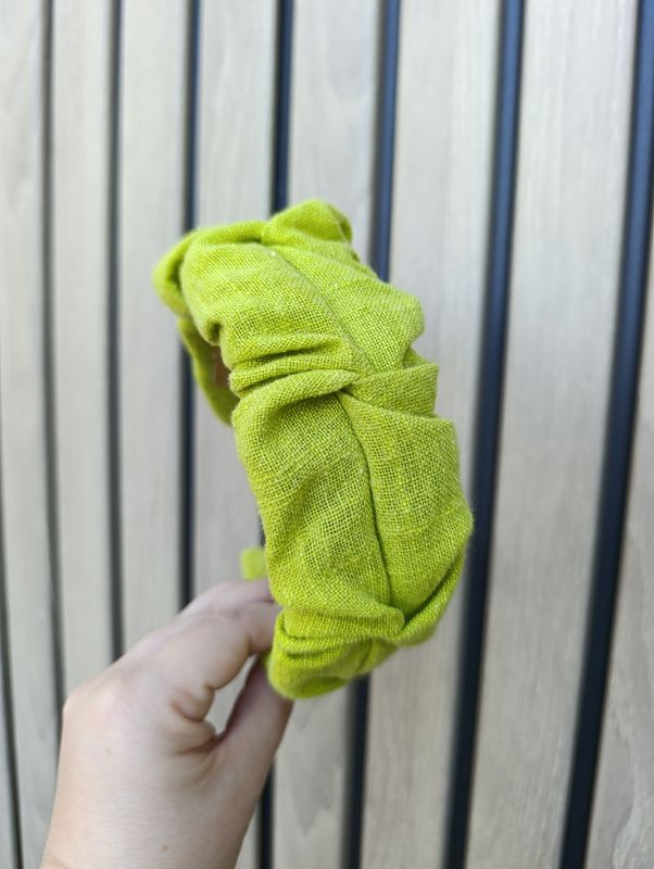 Opaska marszczona szeroka limonka len