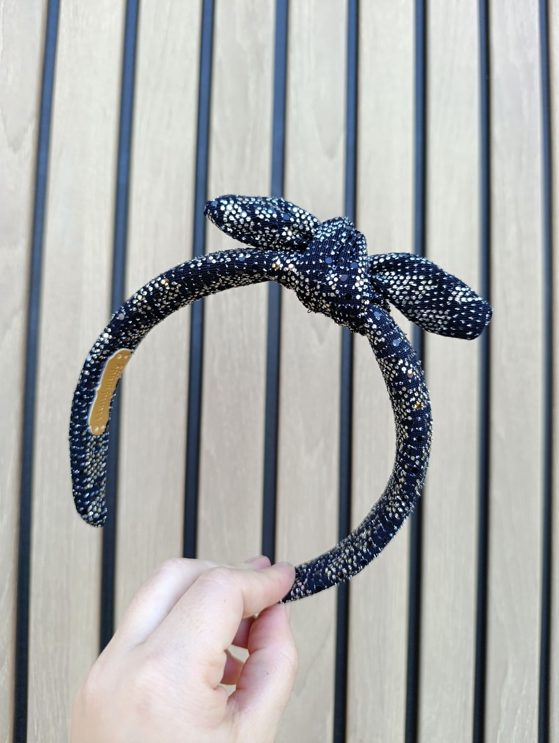 Opaska marszczona wąska z kokardą blink