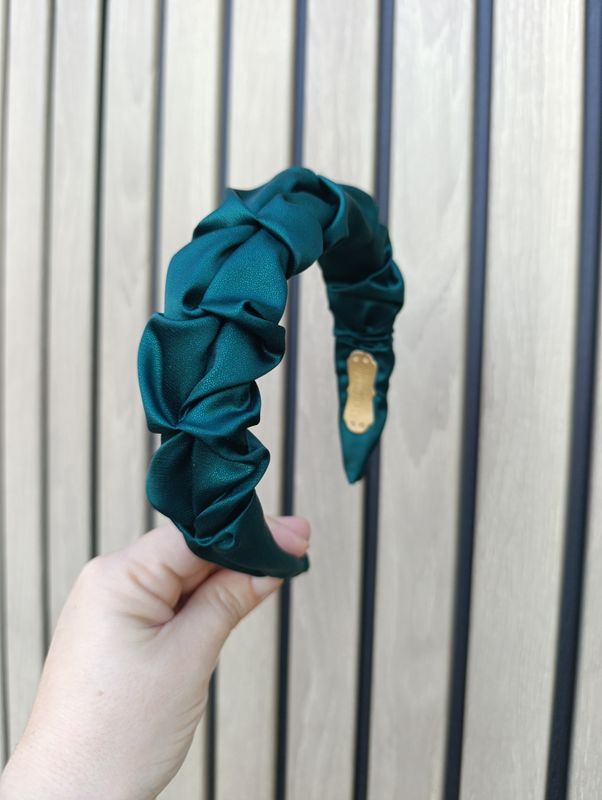 Opaska marszczona wąska zielona butelkowa blink