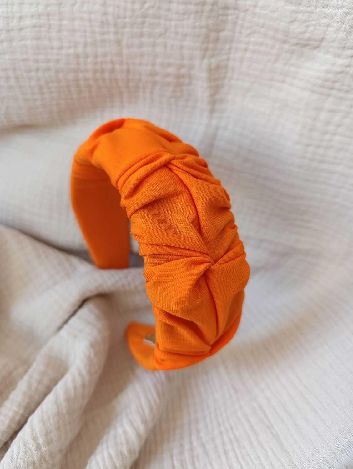 Opaska marszczona szeroka w jersey pomarańcz