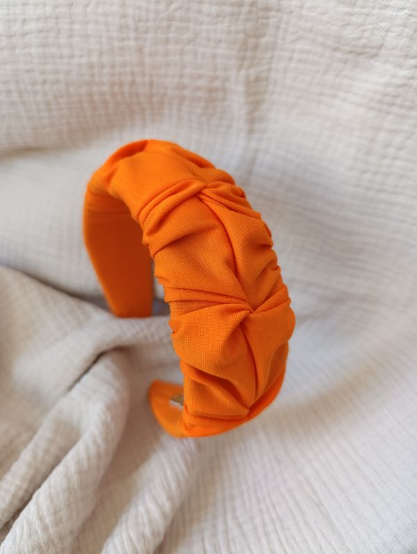 Opaska marszczona szeroka w jersey pomarańcz