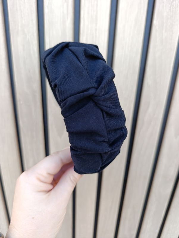 Opaska marszczona szeroka czarna dresowa