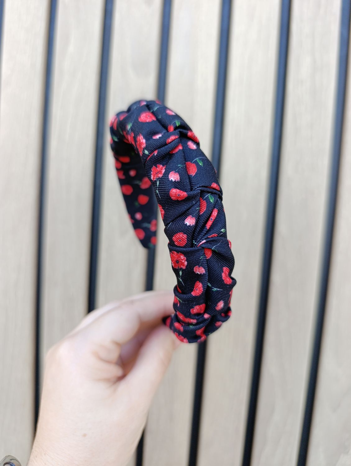 Opaska marszczona wąska czarna maki