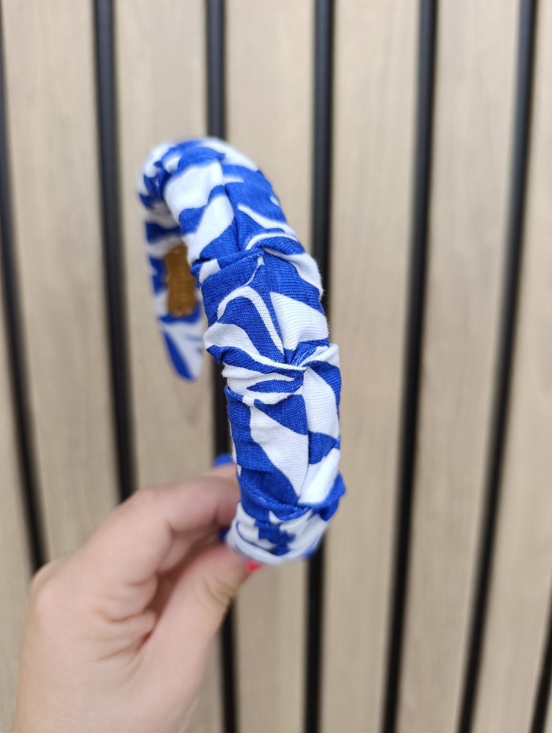 Opaska marszczona wąska niebieska grekos