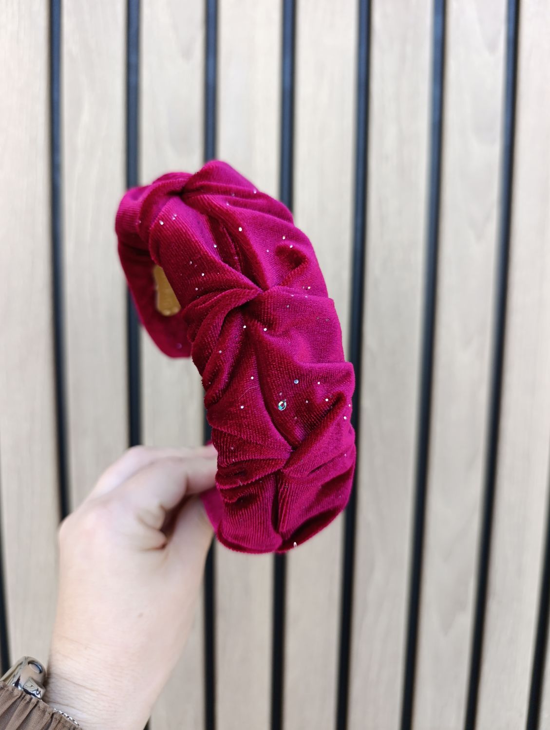 Opaska marszczona szeroka świąteczna welurowa