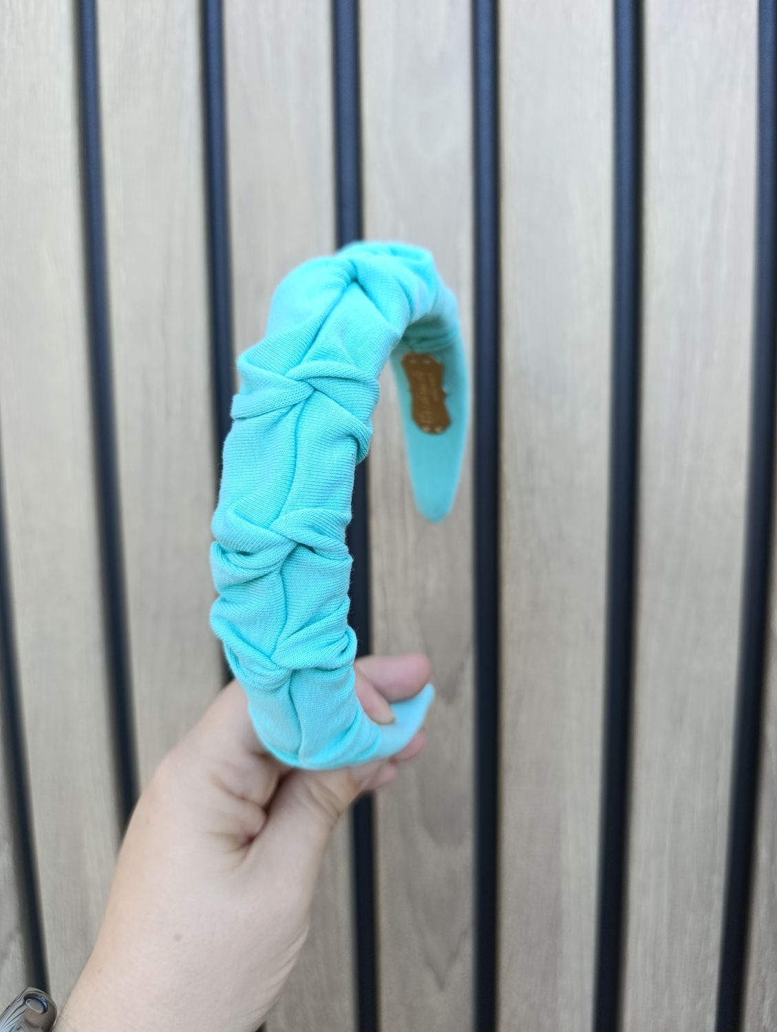 Opaska marszczona wąska turkusowa dresowa