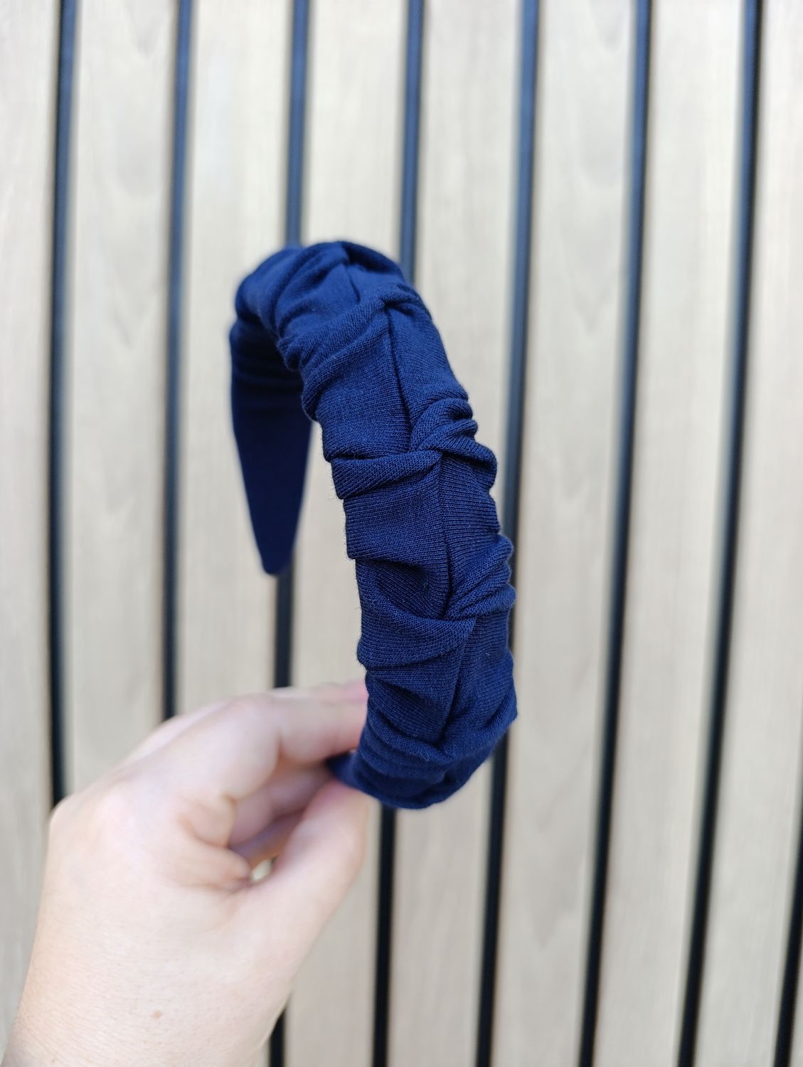 Opaska marszczona wąska granatowa dresowa