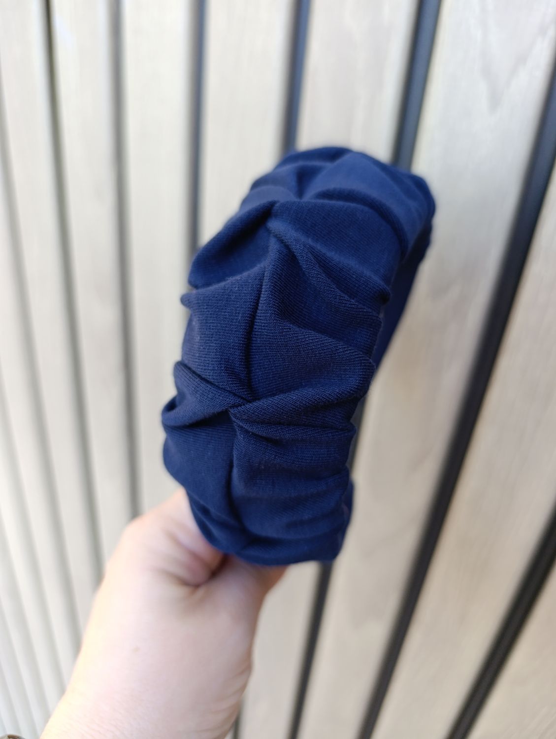 Opaska marszczona szeroka granatowa dresowa