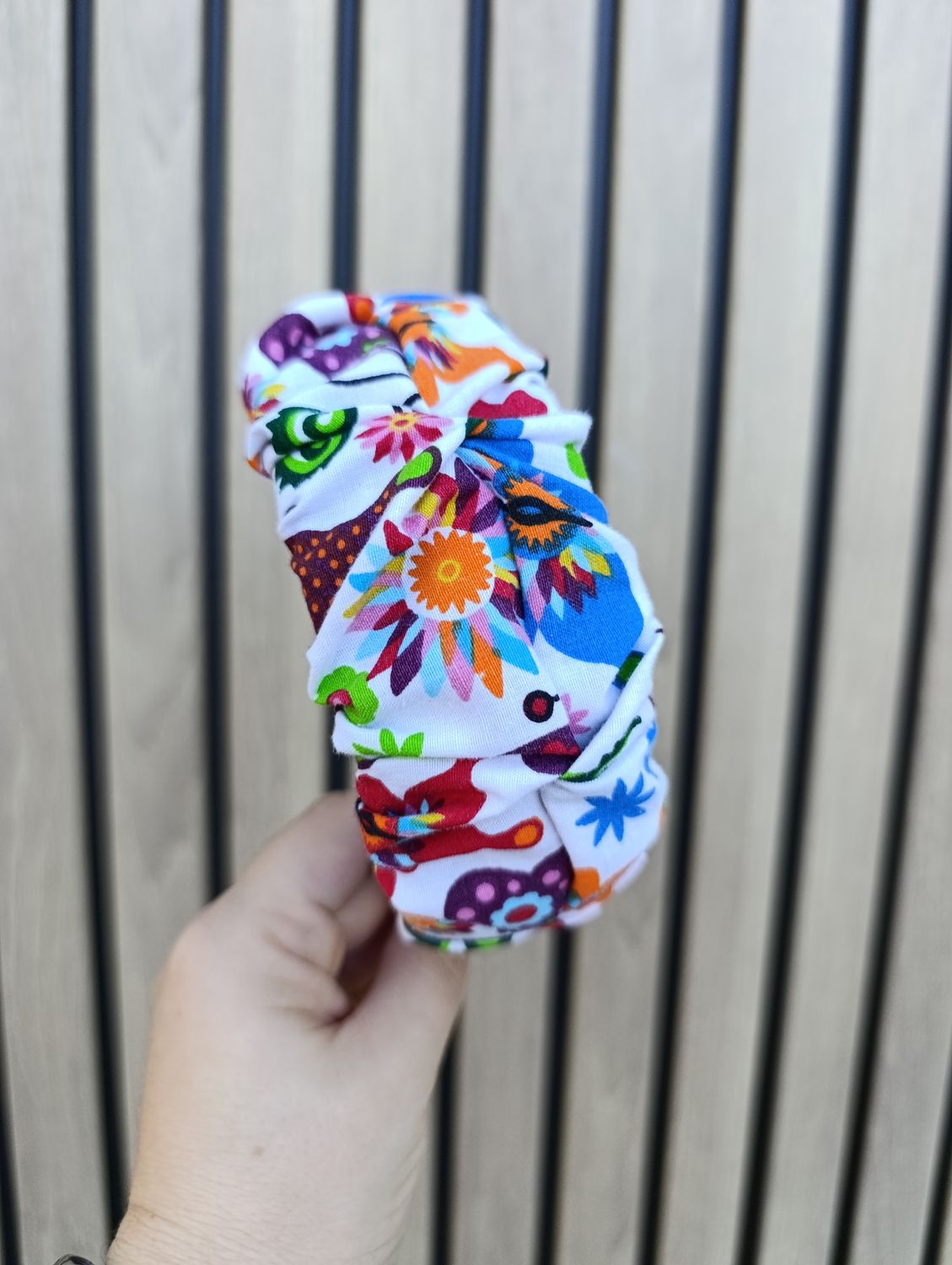 Opaska marszczona szeroka multikolor łowickie wzory