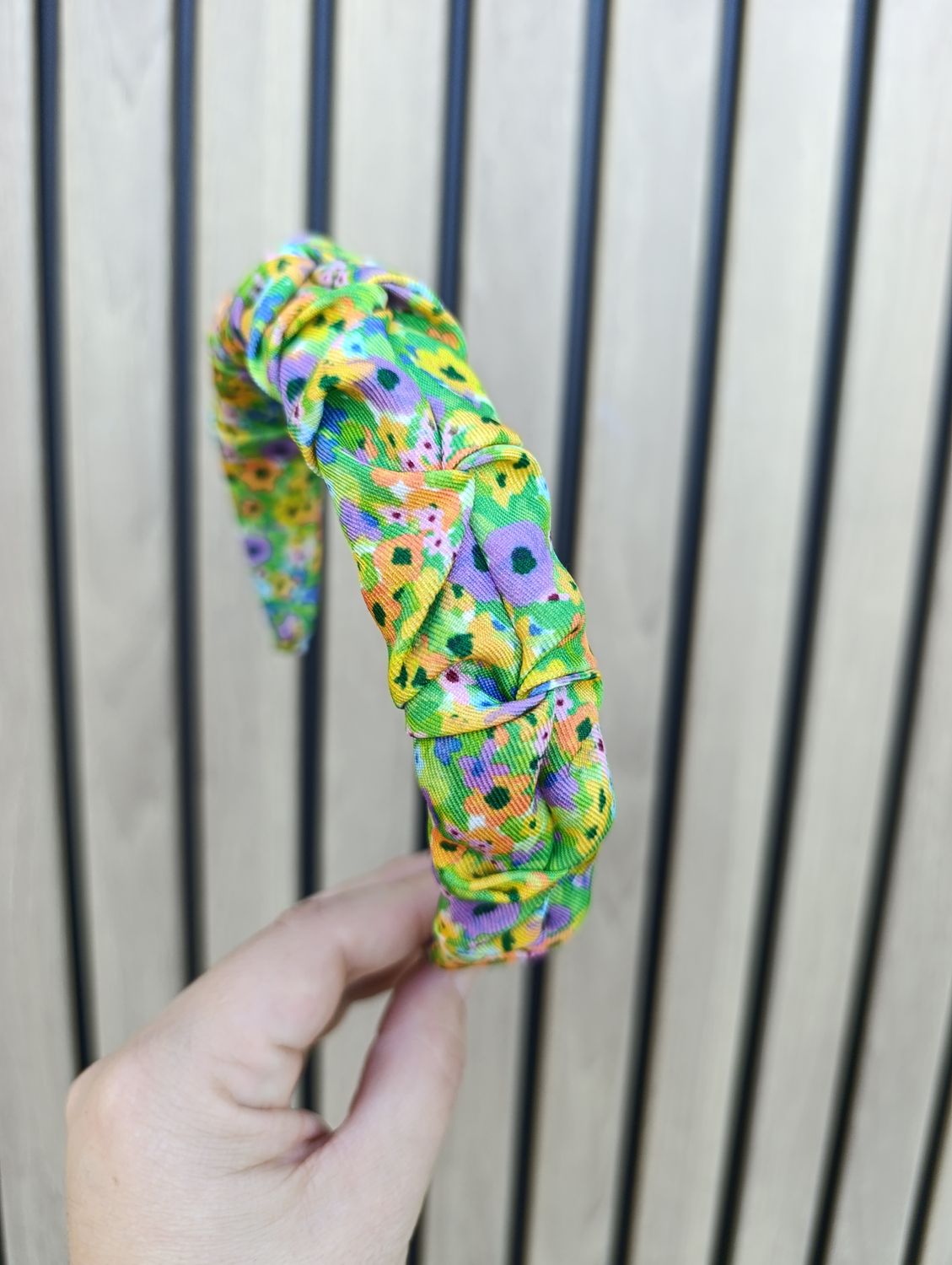 Opaska marszczona wąska multikolor łąka zielona