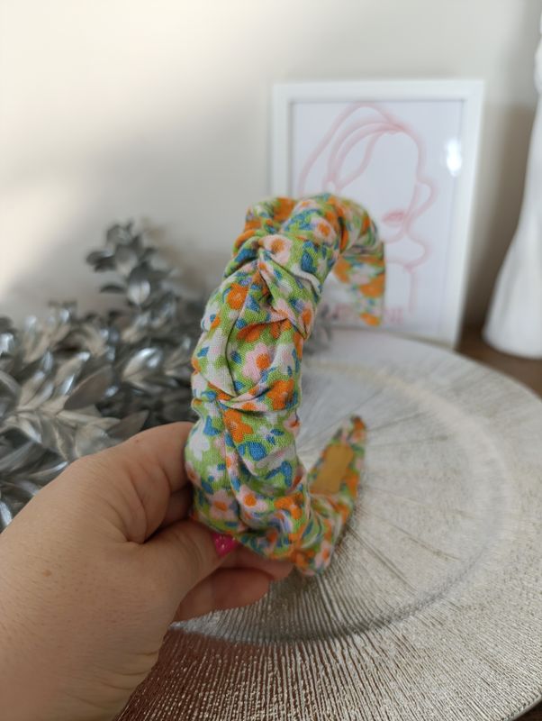 Opaska marszczona wąska multikolor łąka zieleń pomarańcz