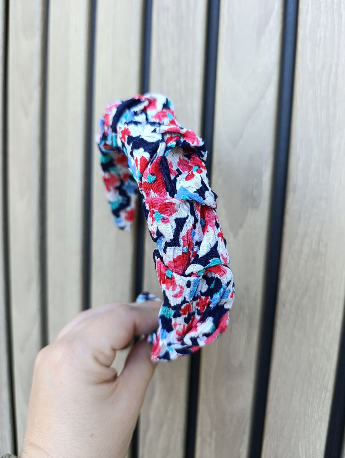 Opaska marszczona szeroka multikolor granat koral