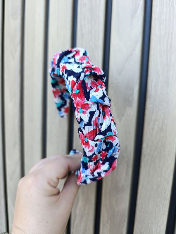 Opaska marszczona szeroka multikolor granat koral