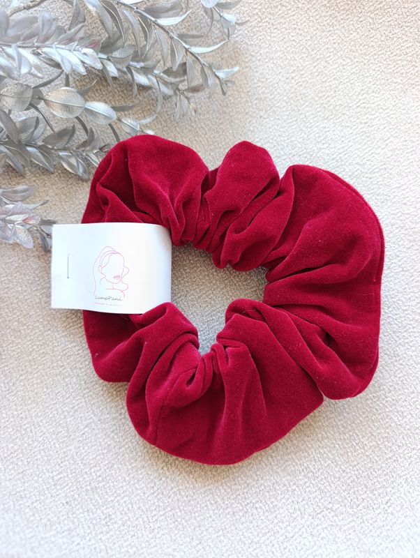 Gumka do włosów duża puszysta czerwień