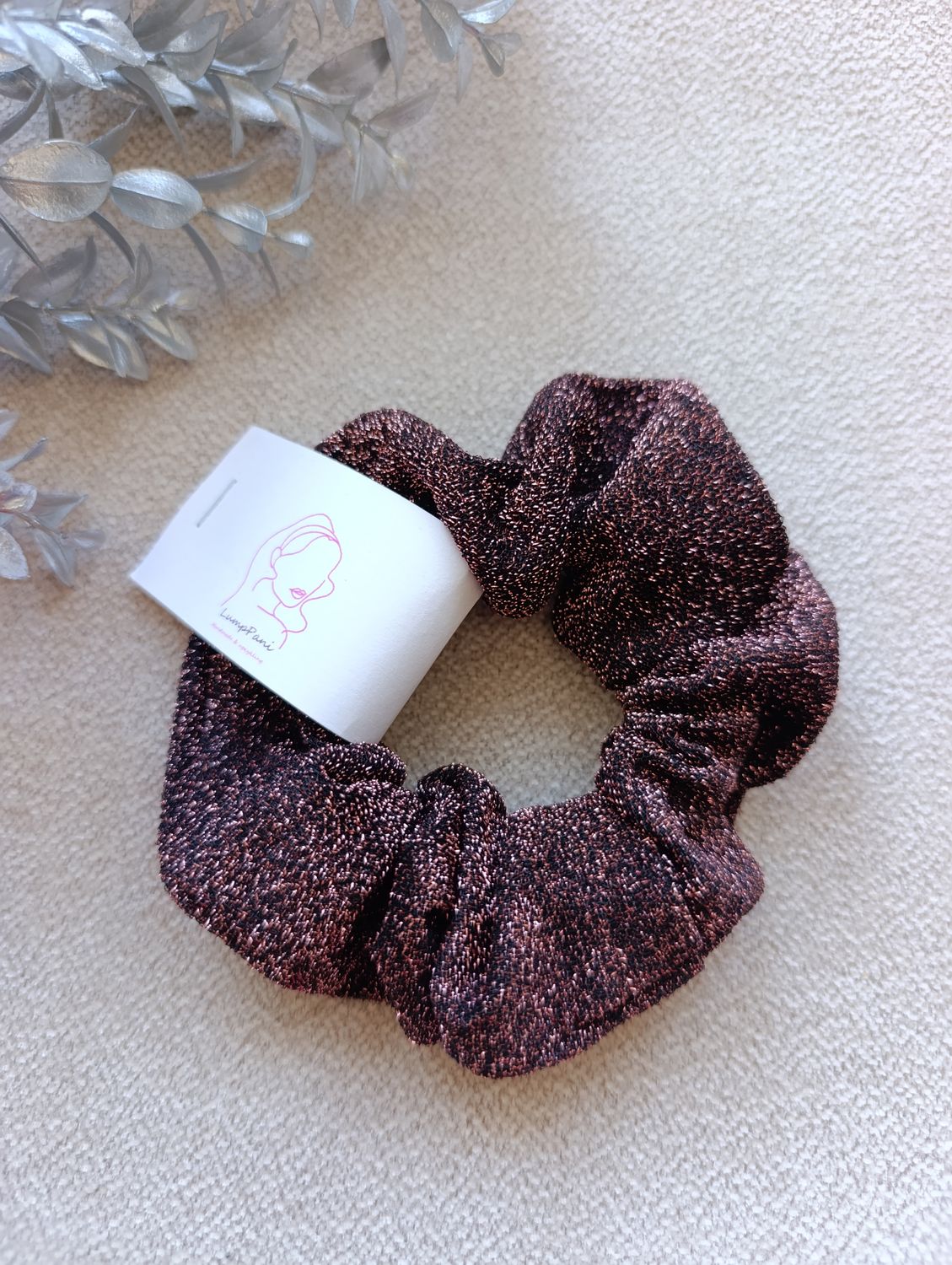 Gumka do włosów średnia lurex róż