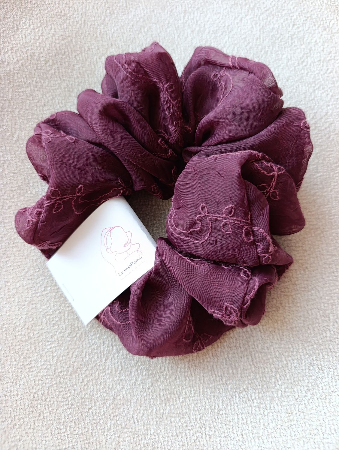 Gumka do włosów  duża koronkowa bordo