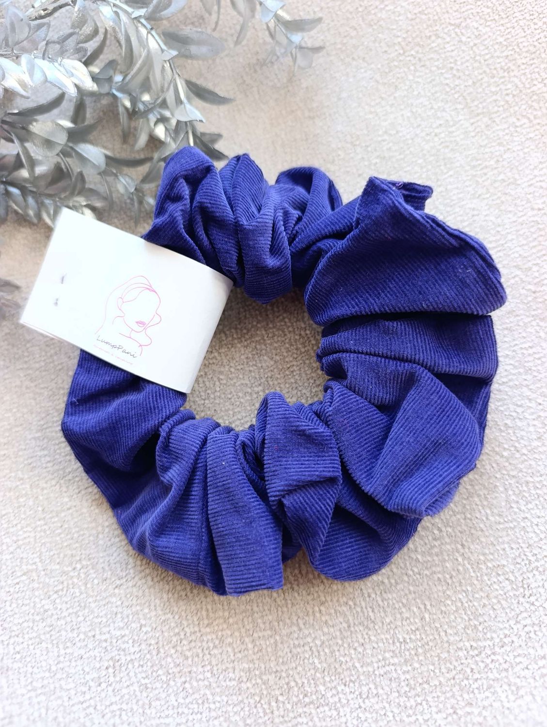 Gumka do włosów duża sztruks fiolet