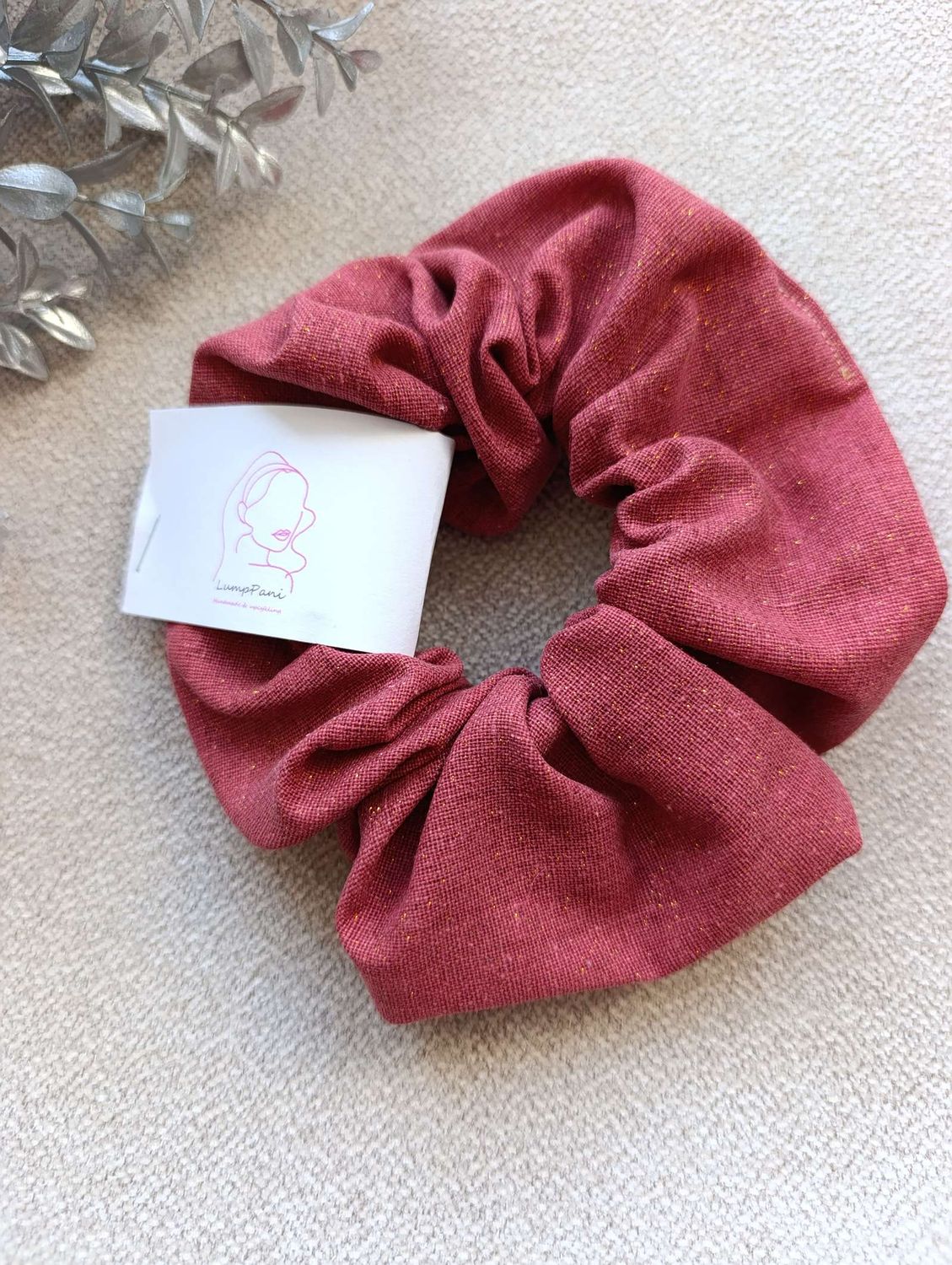 Gumka do włosów duża ciemny puder brokat