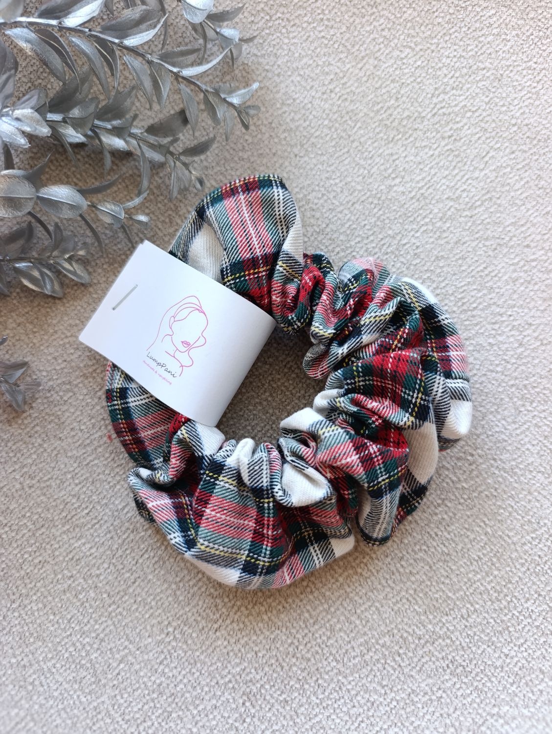 Gumka do włosów średnia krata święta