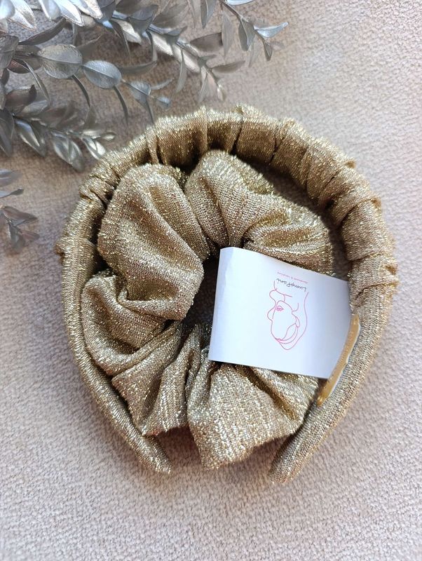 zestaw opaska i gumka złoto blink