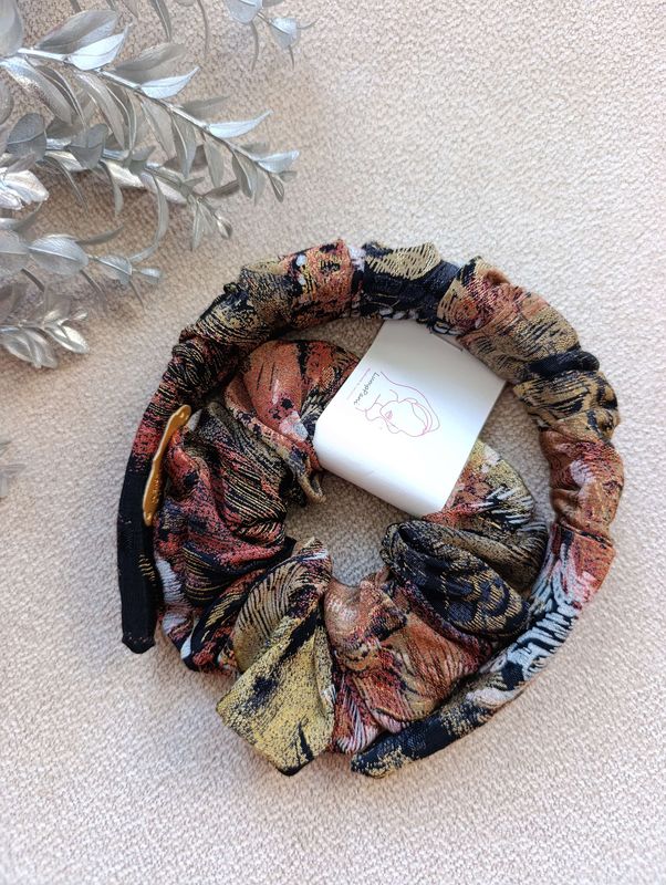 zestaw opaska i gumka retro brąz