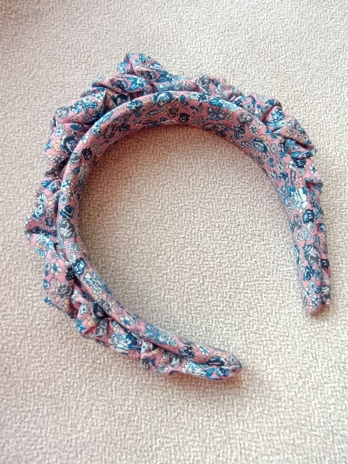 Różowa opaska korona fascynator wianek lniana wzór