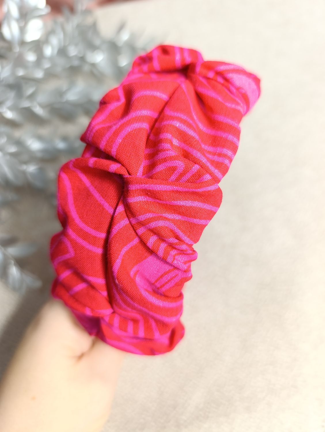 Opaska marszczona szeroka bawełna fuksjomalina