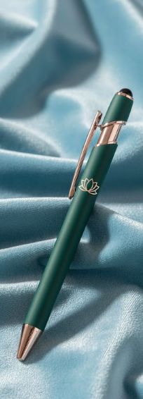Luxury Metal Ballpoint  Rose Gold with green Pens-  Black Ink