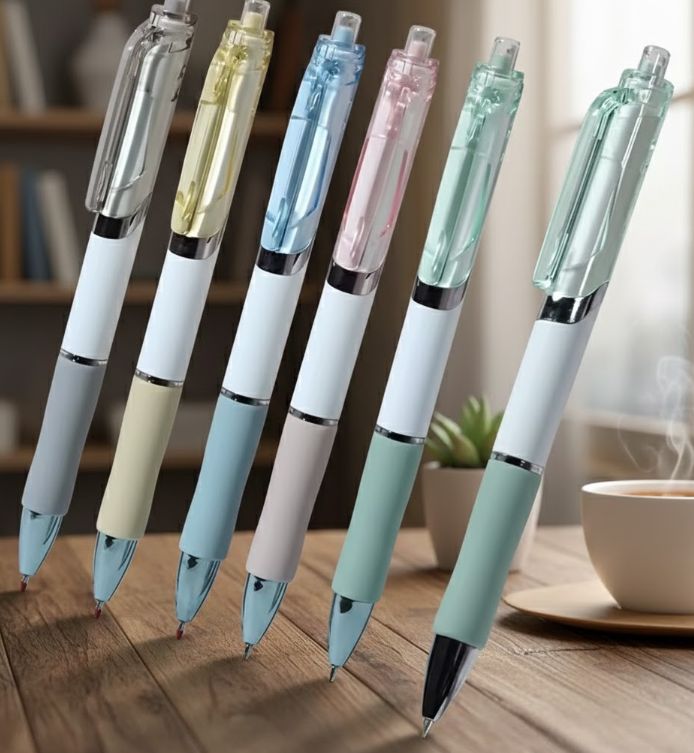 AJP019-Retractable Plastic Ballpoint Pens- Mixed colors-  Water-Based Ink