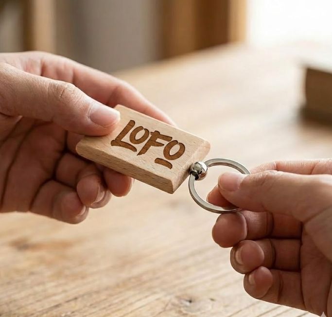 Wooden Keychain with Key Ring