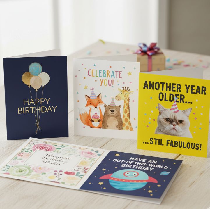 Birthday cards - Foldable  - 10"x7" -14Pt Thick