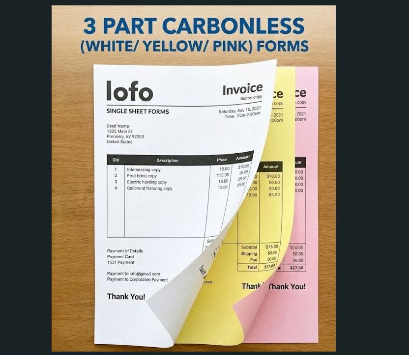 3 part Carbonless Forms