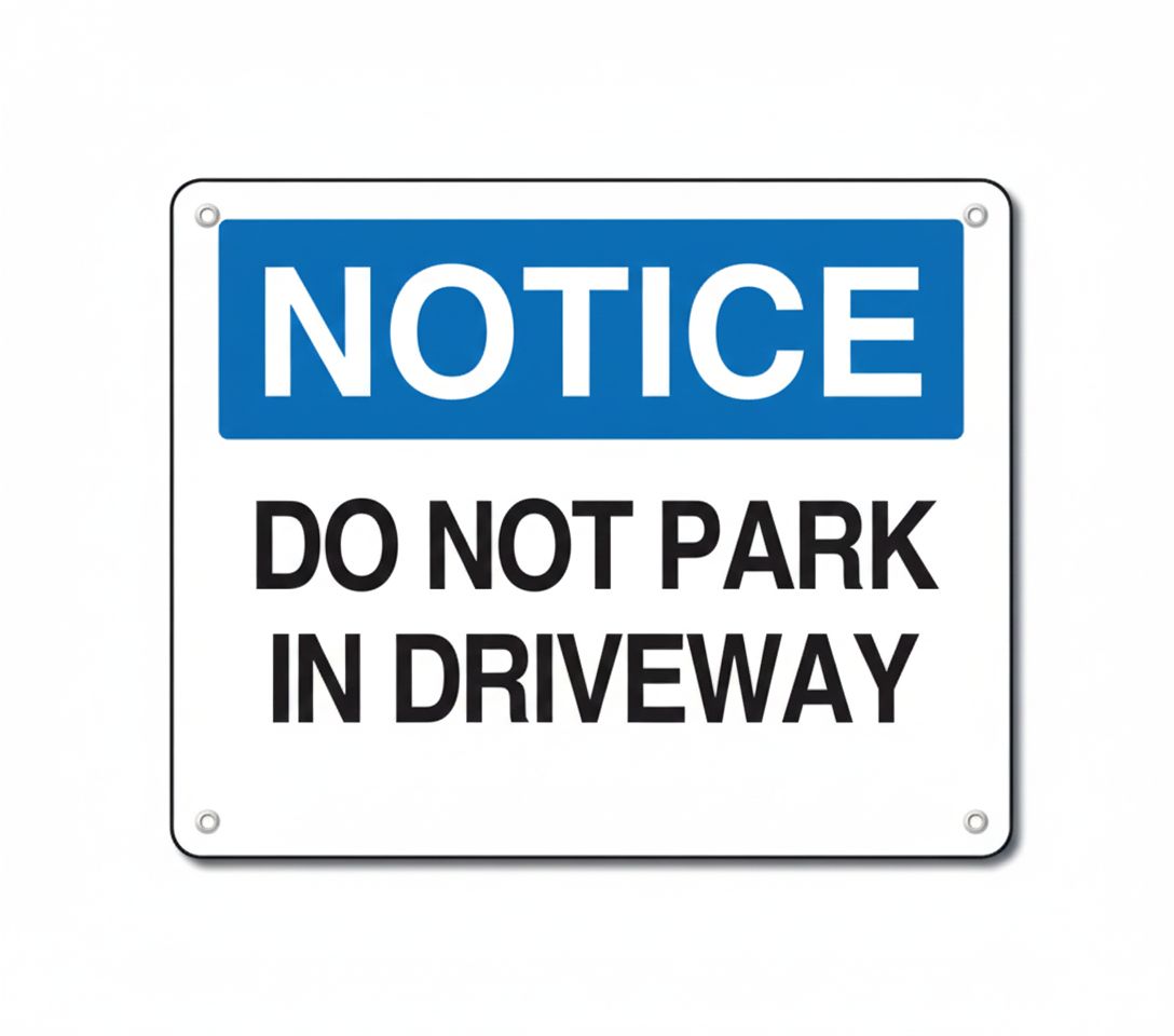 Do not park in driveways  sign