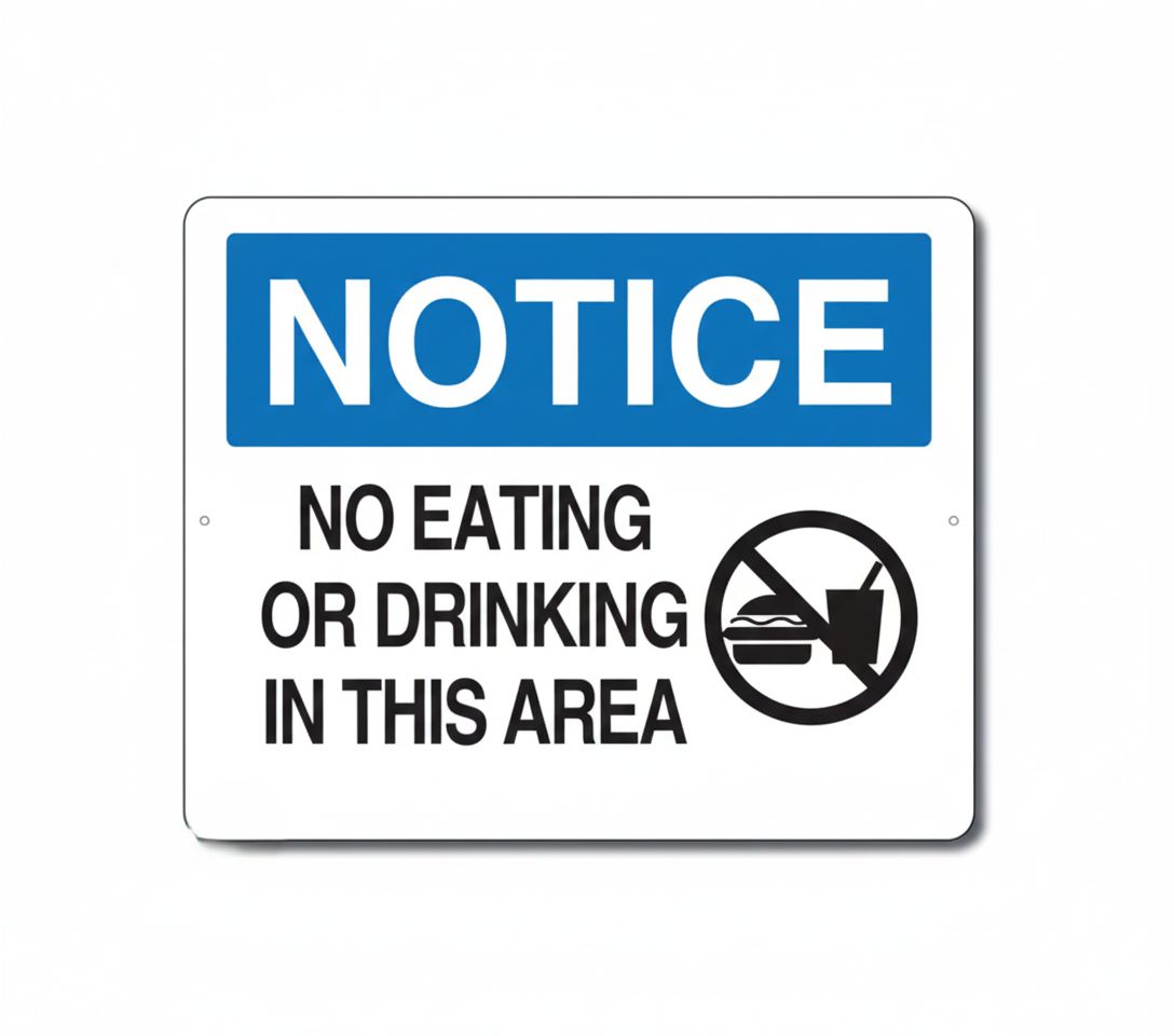 No eating or drinking in this area  sign