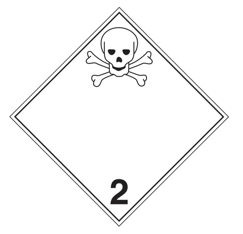 T.D.G. Placard - Vinyl Sticker - Class 2  Toxic Gases