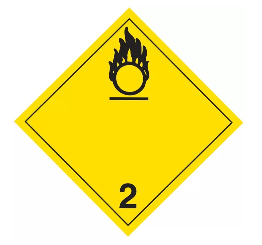 T.D.G. Placard - Vinyl Sticker - Class 2  Oxidizing Gases