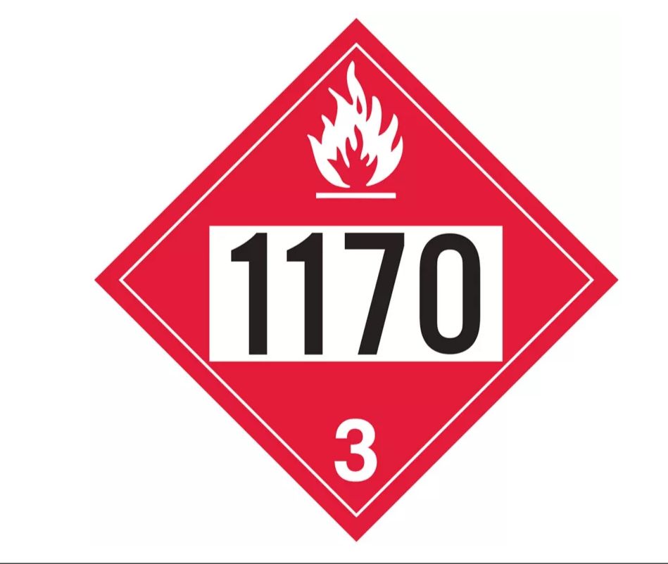 T.D.G. Placard - Vinyl Sticker - Class 3  Flammable Liquid - UN 1170 - Ethyl Alcohol; Ethanol; Ethanol Solution
